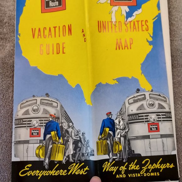 Burlington Train Route United States Map "Way of the Zephyr and vista Domes" - Picture 3 of 3